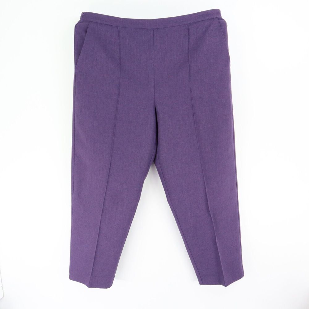 Alfred Dunner Elastic Waist Pants Womens 16‎ Purple Heathered 100% Poly Pockets